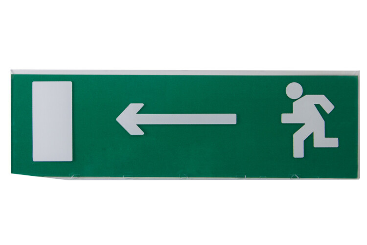 Сменное табло "Направление к эвакуационному выходу налево" зеленый фон для "Топаз" | SQ0349-0213 | TDM