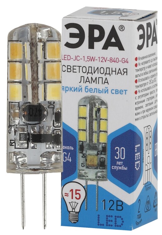 Лампа светодиодная LED-JC-1,5W-12V-840-G4 | Б0033190 | ЭРА