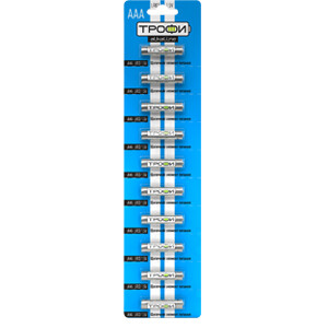 Батарейка щелочная (алкалиновая) LR03-10BL strip (100/1000/28000) (AAA) | C0034051 | ТРОФИ