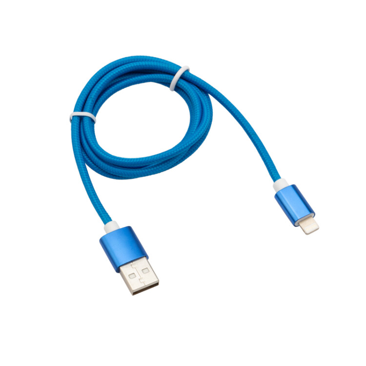 Кабель REXANT USB-Lightning 1 м, синяя нейлоновая оплетка |18-7052 | REXANT