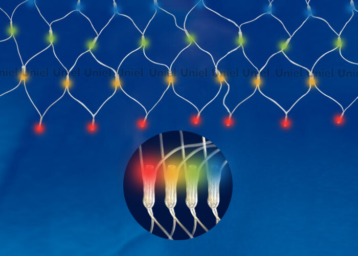 Гирлянда-сетка светодиодная с контроллером ULD-N2520-240/DTA MULTI IP20 240 диодов, 2.5х2 м, разноцветная, IP20, шнур прозр. | 09565 | Uniel