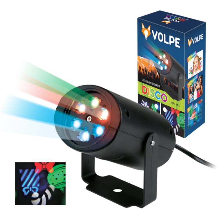 Светильник светодиодный лазерный проектор «Рождество» RGB. Кабель с вилкой, 220В ULI-Q306 4W/RGB BLACK XMAS| UL-00001188 | Volpe