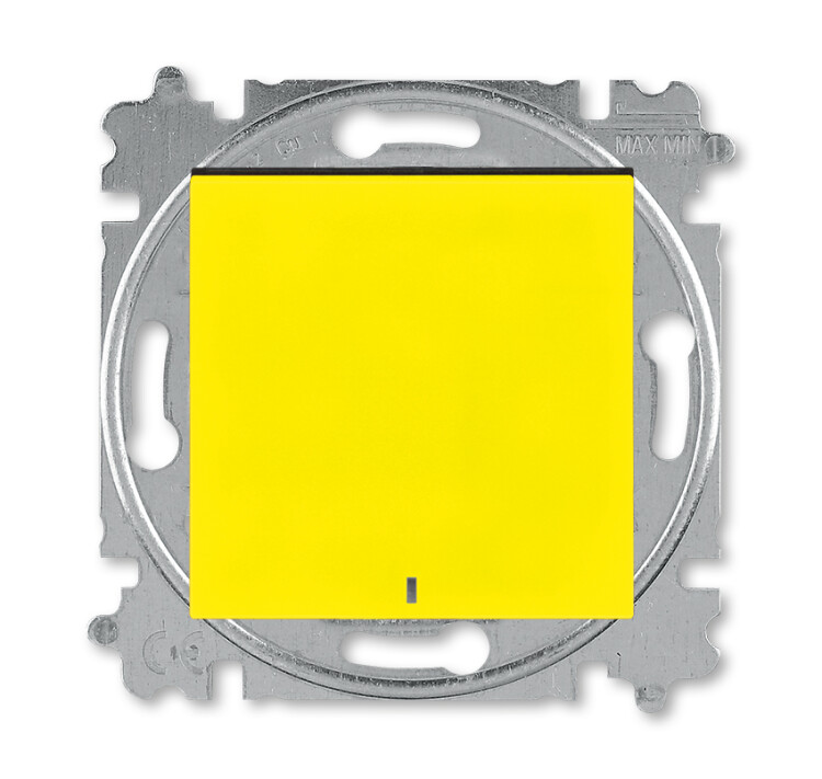 ABB Levit Жёлтый / дымчатый чёрный Выключатель кнопочный 1-кл. с подсветкой | 3559H-A91447 64W | 2CHH599147A6064 | ABB