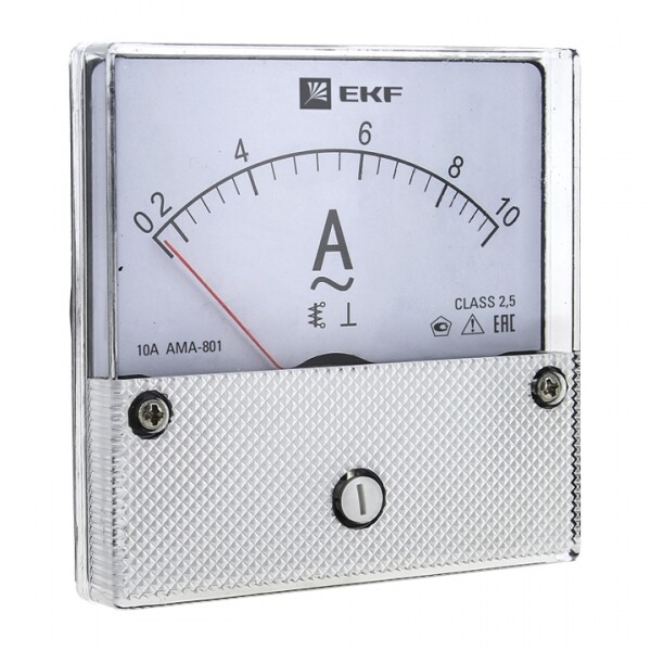 Амперметр AM-A801 аналоговый на панель 80х80 (круглый вырез) 400А трансформаторное подключение EKF PROxima | ama-801-400 | EKF