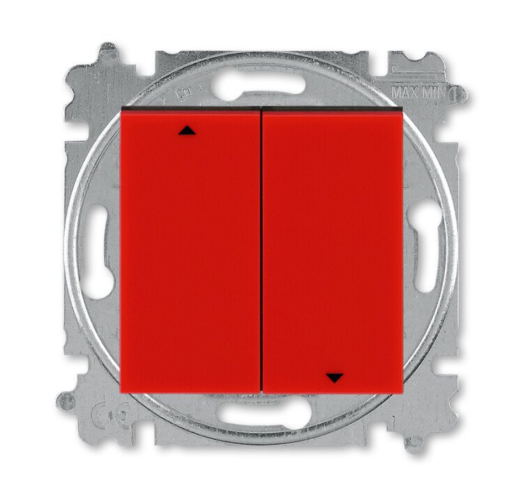 ABB Levit Красный / дымчатый чёрный Выключатель жалюзи 2-кл. без фиксации клавиш | 3559H-A88445 65W | 2CHH598845A6065 | ABB